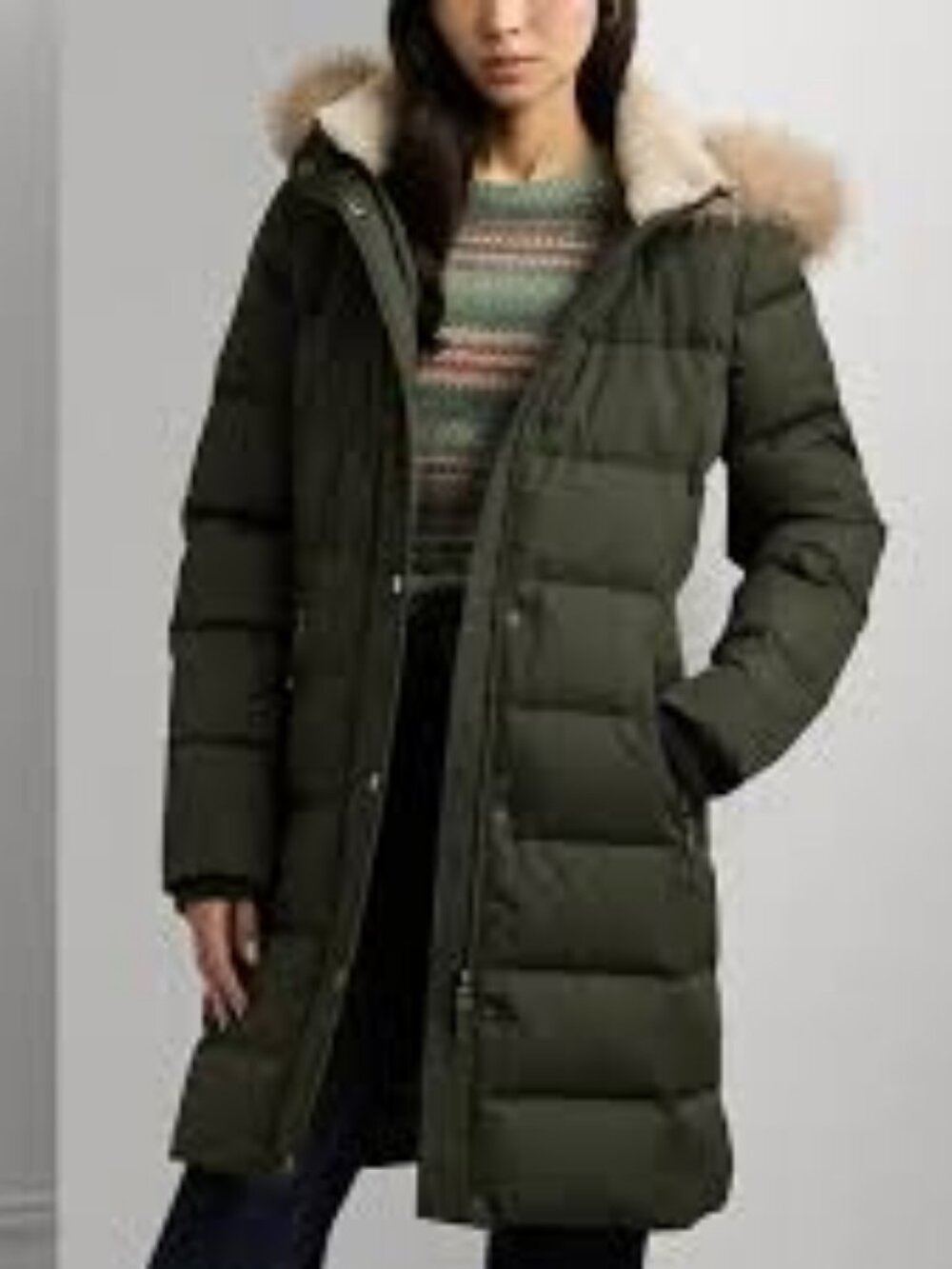 46 - NWT LAUREN RALPH LAUREN FAUX FUR HOODED PUFFER JACKET - Picture 5 of 9